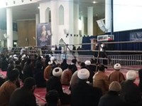 هم اکنون؛مراسم وداع با پیکر آیت الله مصباح در مصلی قم+ عکس و فیلم 