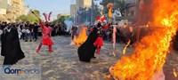گزارش تصویری | مراسم نمادین آتش زدن خیمه ها در غروب عاشورا