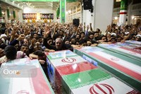 وداع با پیکر ۶ شهید حملات رژیم صهیونیستی